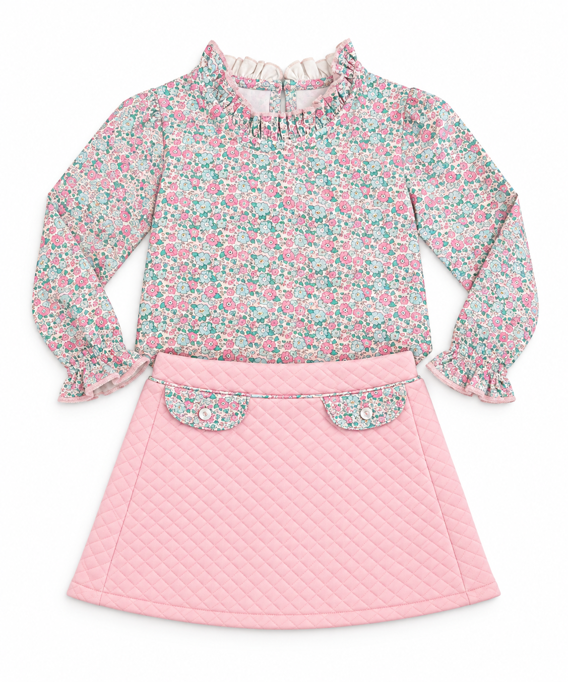 MEGAN PINK QUILT SKORT SET