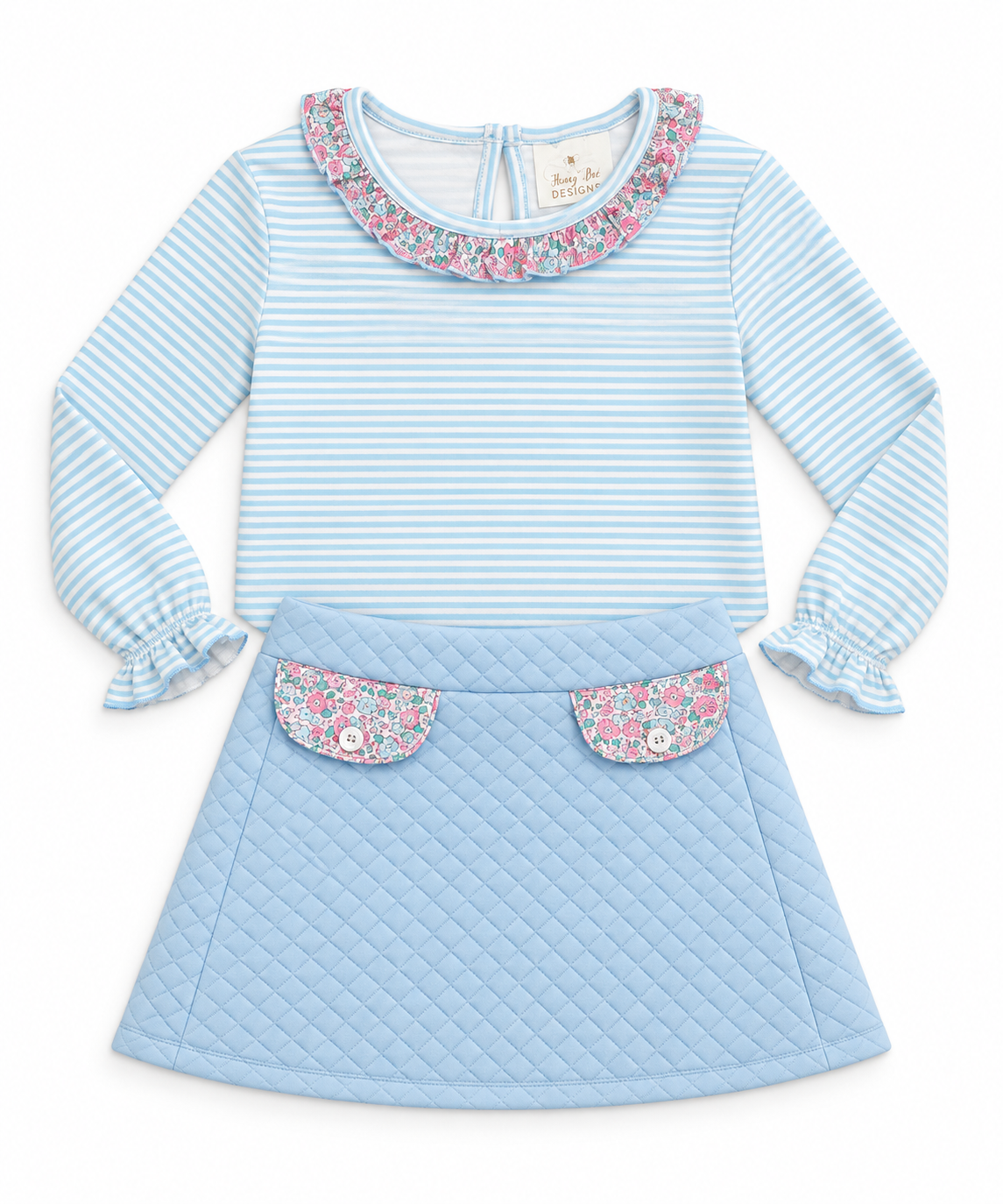 MEGAN BLUE QUILT SKORT SET